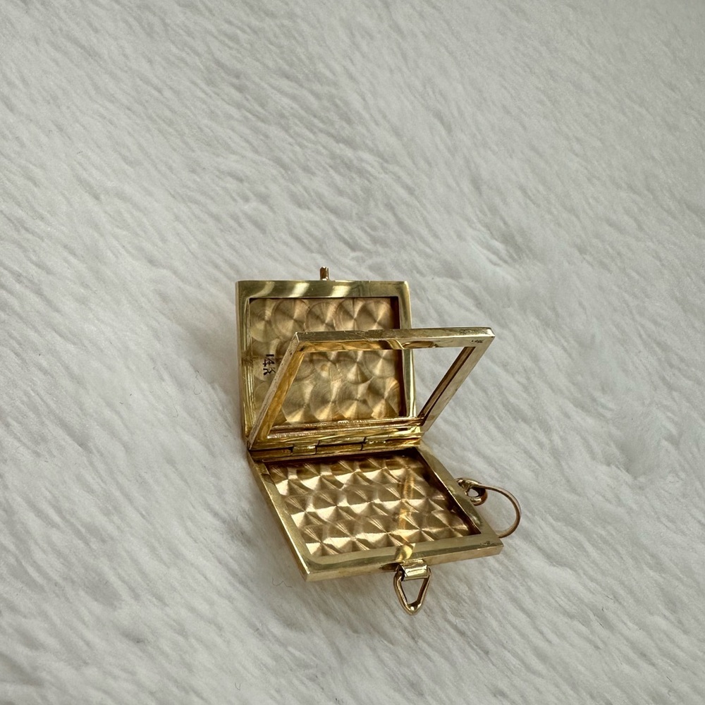 Gold Small Rectangle Book Locket - image 3